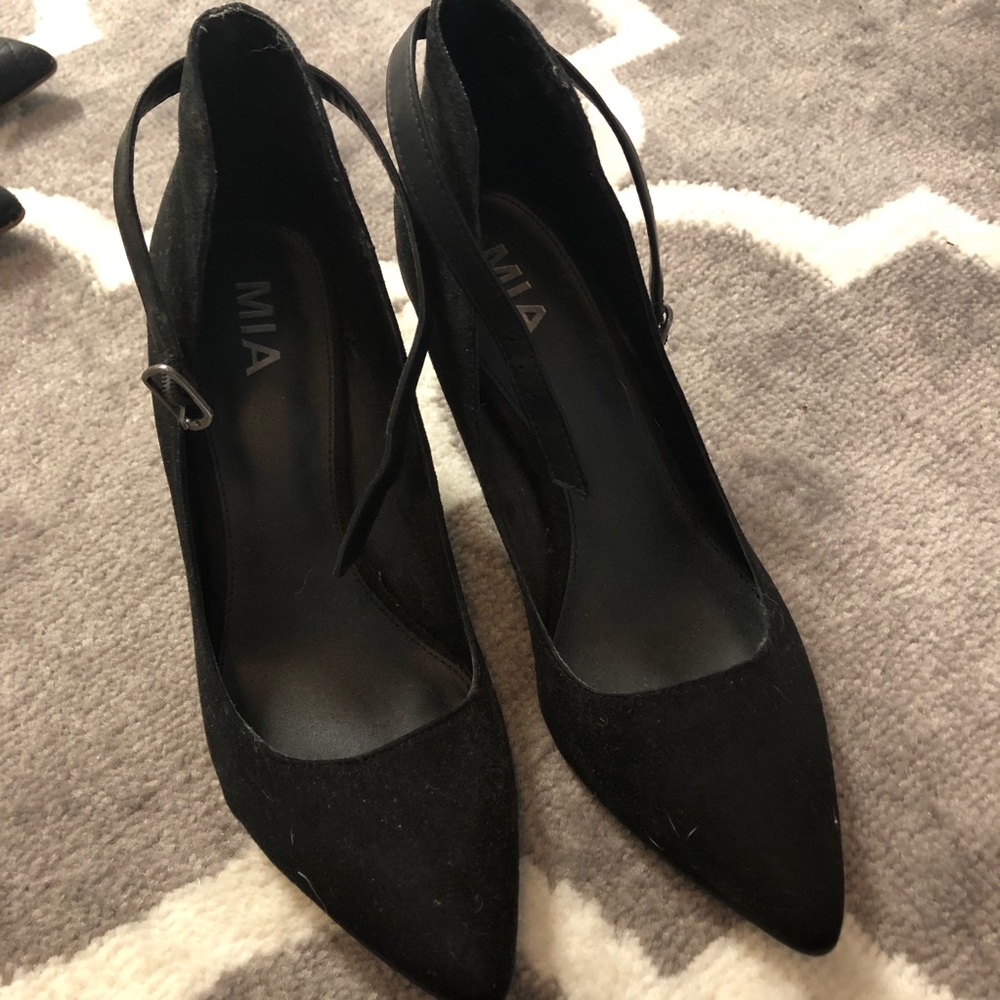 MIA Black Ankle Strap Pumps